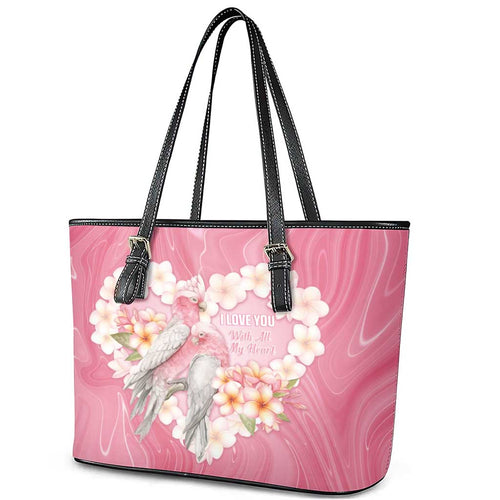 Pink Galah Australia Valentine's Day Leather Tote Bag I Love You With All My Heart - Aussie Hoodie