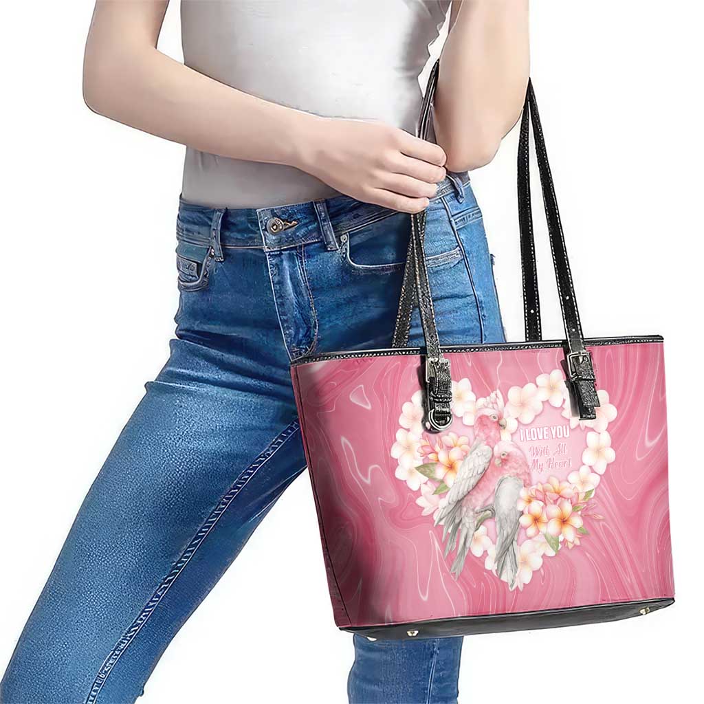 Pink Galah Australia Valentine's Day Leather Tote Bag I Love You With All My Heart - Aussie Hoodie