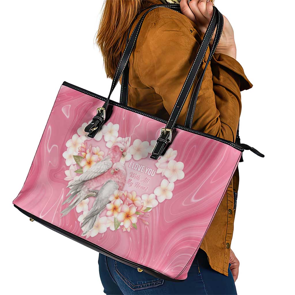 Pink Galah Australia Valentine's Day Leather Tote Bag I Love You With All My Heart - Aussie Hoodie