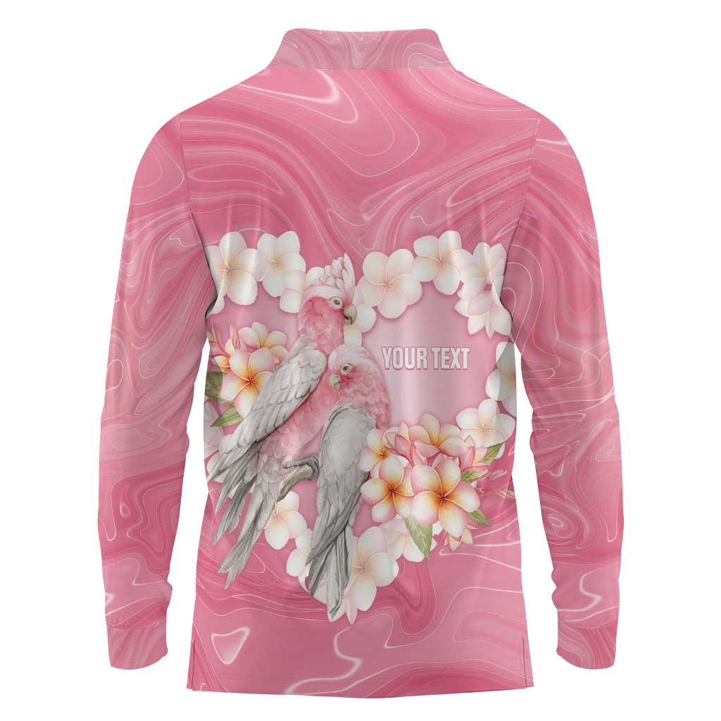 Personalised Pink Galah Australia Valentine's Day Long Sleeve Polo Shirt I Love You With All My Heart - Aussie Hoodie