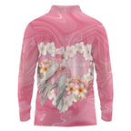 Personalised Pink Galah Australia Valentine's Day Long Sleeve Polo Shirt I Love You With All My Heart - Aussie Hoodie