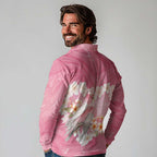 Personalised Pink Galah Australia Valentine's Day Long Sleeve Polo Shirt I Love You With All My Heart - Aussie Hoodie