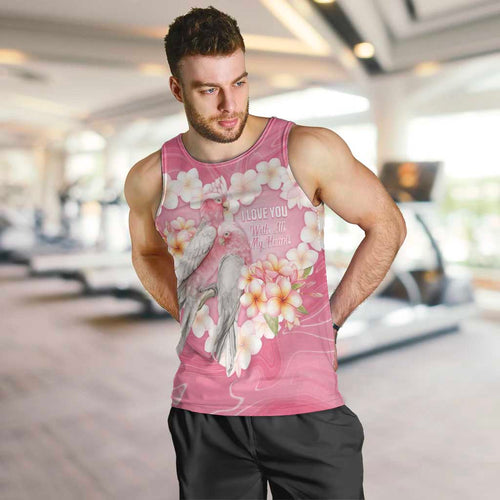 Personalised Pink Galah Australia Valentine's Day Men Tank Top I Love You With All My Heart - Aussie Hoodie