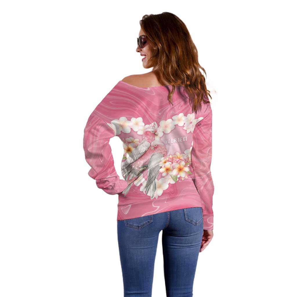 Personalised Pink Galah Australia Valentine's Day Off Shoulder Sweater I Love You With All My Heart - Aussie Hoodie