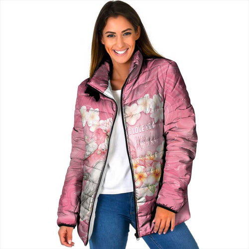 Personalised Pink Galah Australia Valentine's Day Padded Jacket I Love You With All My Heart - Aussie Hoodie