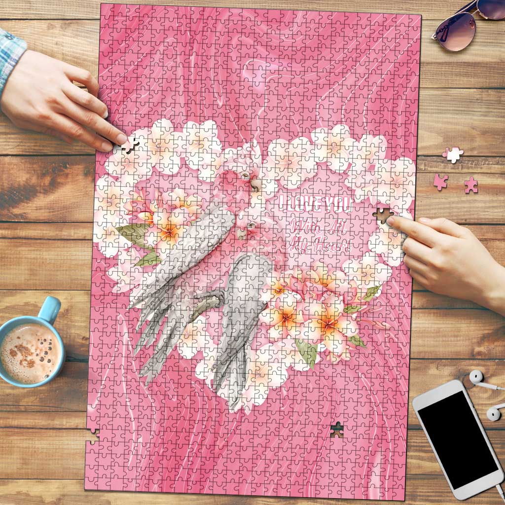 Pink Galah Australia Valentine's Day Puzzle I Love You With All My Heart - Aussie Hoodie