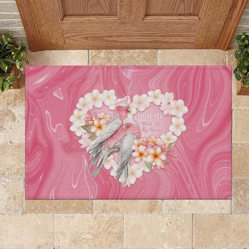 Pink Galah Australia Valentine's Day Rubber Doormat I Love You With All My Heart - Aussie Hoodie