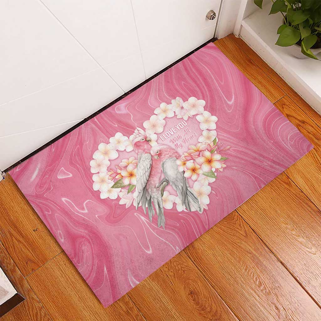 Pink Galah Australia Valentine's Day Rubber Doormat I Love You With All My Heart - Aussie Hoodie