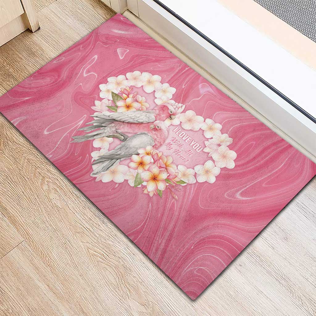 Pink Galah Australia Valentine's Day Rubber Doormat I Love You With All My Heart - Aussie Hoodie