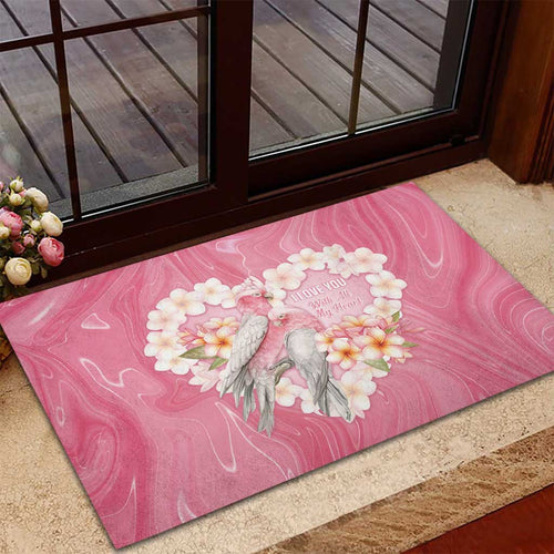 Pink Galah Australia Valentine's Day Rubber Doormat I Love You With All My Heart - Aussie Hoodie