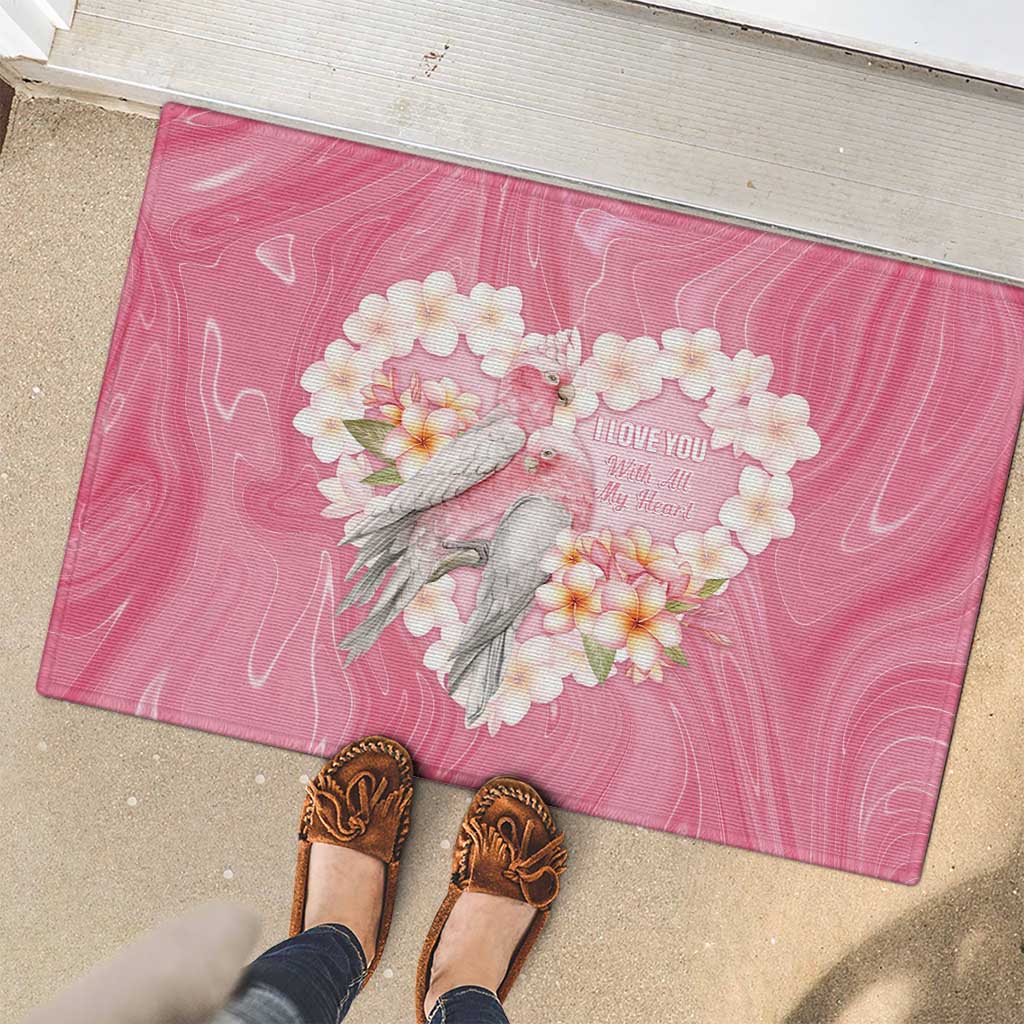 Pink Galah Australia Valentine's Day Rubber Doormat I Love You With All My Heart - Aussie Hoodie