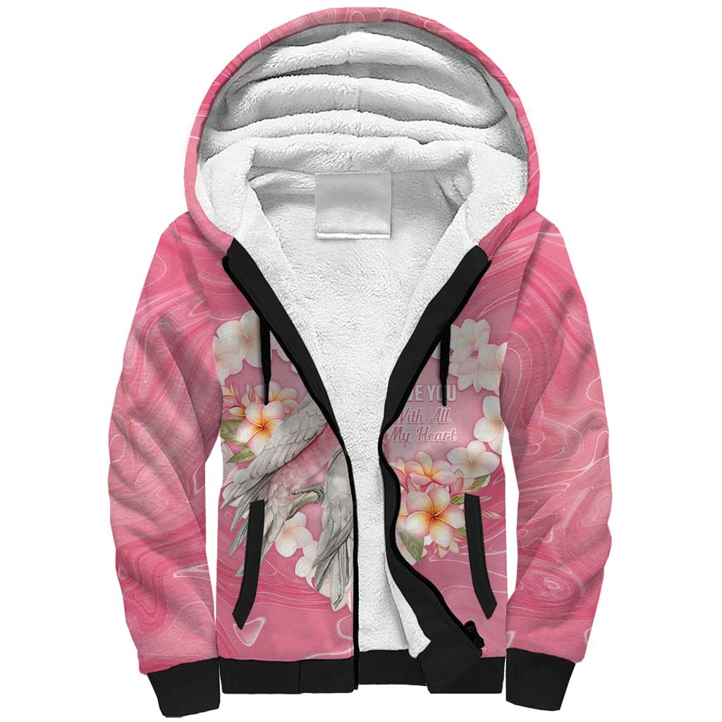 Personalised Pink Galah Australia Valentine's Day Sherpa Hoodie I Love You With All My Heart - Aussie Hoodie