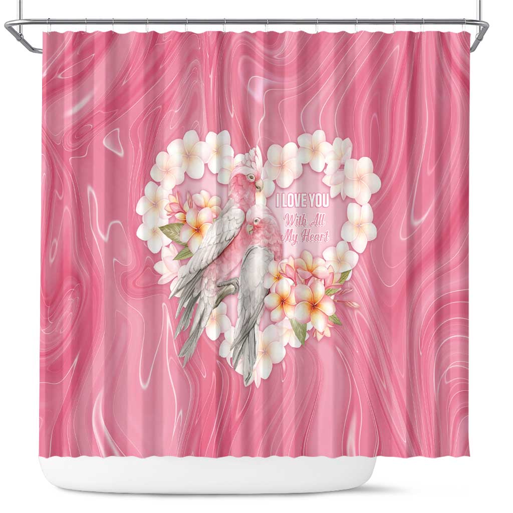 Pink Galah Australia Valentine's Day Shower Curtain I Love You With All My Heart - Aussie Hoodie
