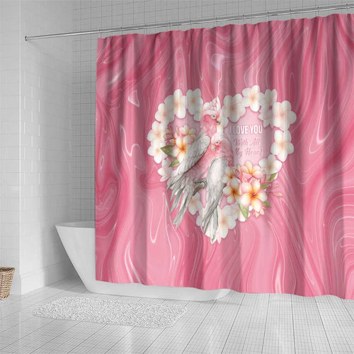 Pink Galah Australia Valentine's Day Shower Curtain I Love You With All My Heart - Aussie Hoodie