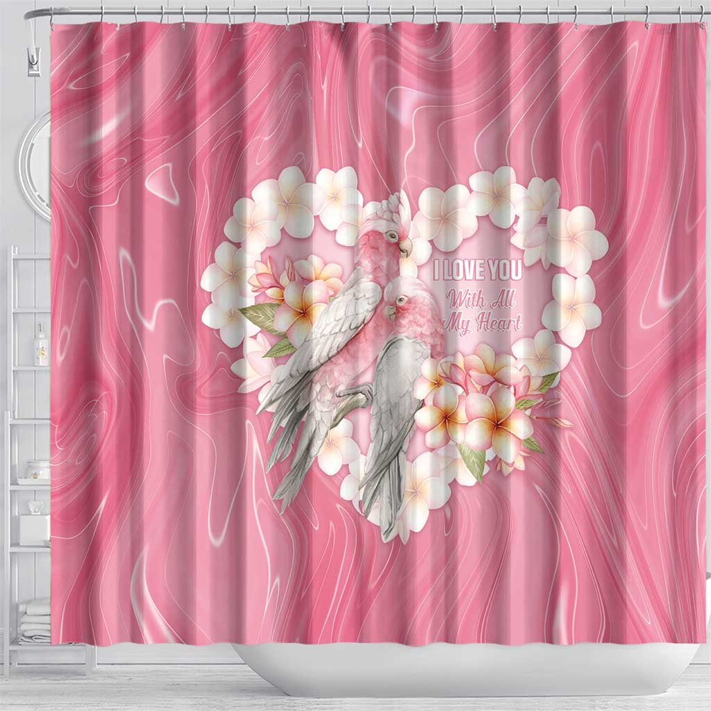 Pink Galah Australia Valentine's Day Shower Curtain I Love You With All My Heart - Aussie Hoodie