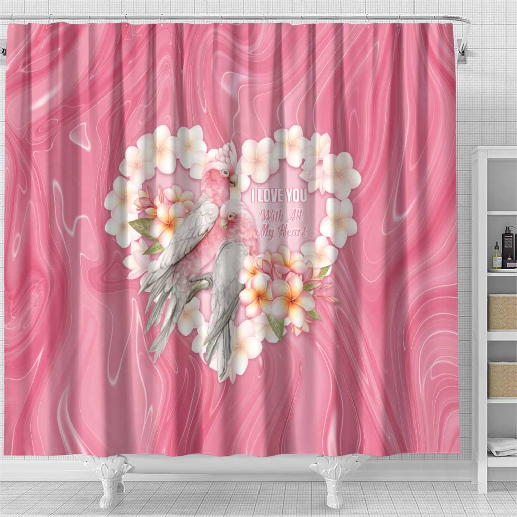 Pink Galah Australia Valentine's Day Shower Curtain I Love You With All My Heart - Aussie Hoodie