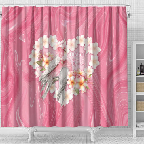Pink Galah Australia Valentine's Day Shower Curtain I Love You With All My Heart - Aussie Hoodie