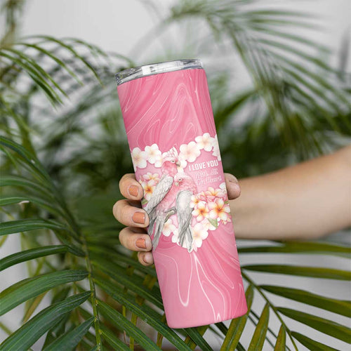 Personalised Pink Galah Australia Valentine's Day Skinny Tumbler I Love You With All My Heart - Aussie Hoodie