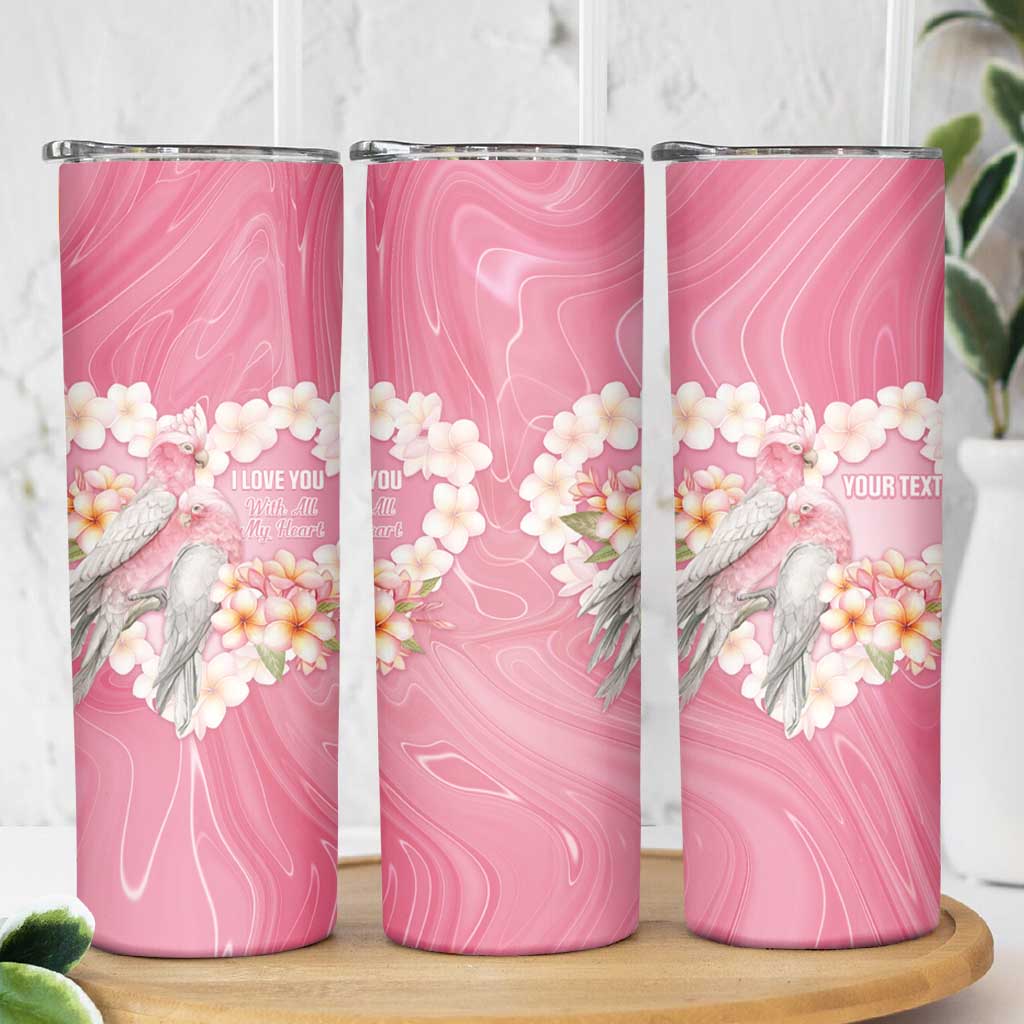 Personalised Pink Galah Australia Valentine's Day Skinny Tumbler I Love You With All My Heart - Aussie Hoodie