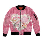 Personalised Pink Galah Australia Valentine's Day Sleeve Zip Bomber Jacket I Love You With All My Heart - Aussie Hoodie