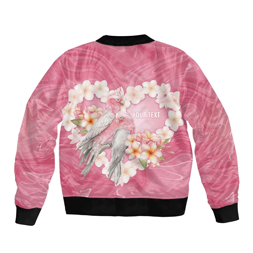 Personalised Pink Galah Australia Valentine's Day Sleeve Zip Bomber Jacket I Love You With All My Heart - Aussie Hoodie