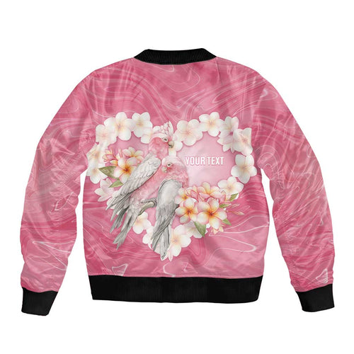 Personalised Pink Galah Australia Valentine's Day Sleeve Zip Bomber Jacket I Love You With All My Heart - Aussie Hoodie