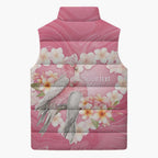 Personalised Pink Galah Australia Valentine's Day Sleeveless Puffer Jacket I Love You With All My Heart - Aussie Hoodie