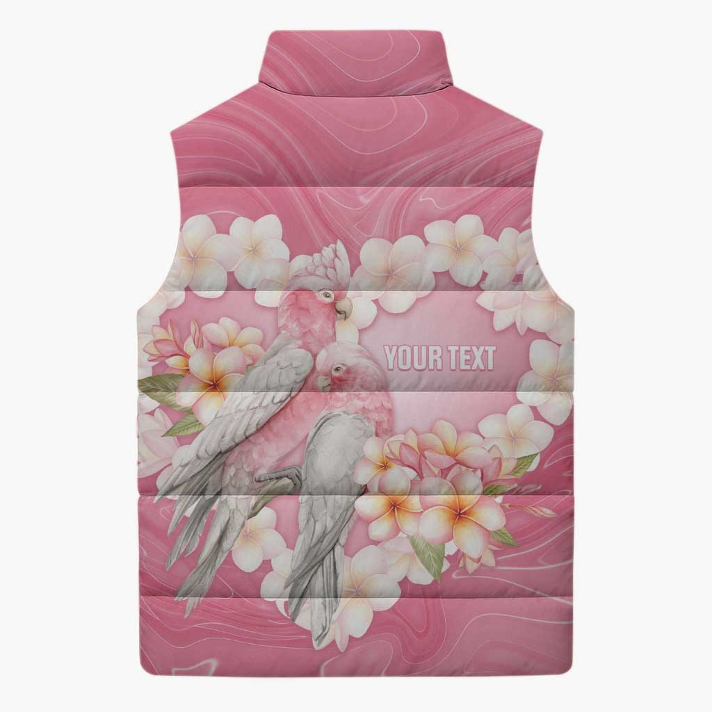 Personalised Pink Galah Australia Valentine's Day Sleeveless Puffer Jacket I Love You With All My Heart - Aussie Hoodie