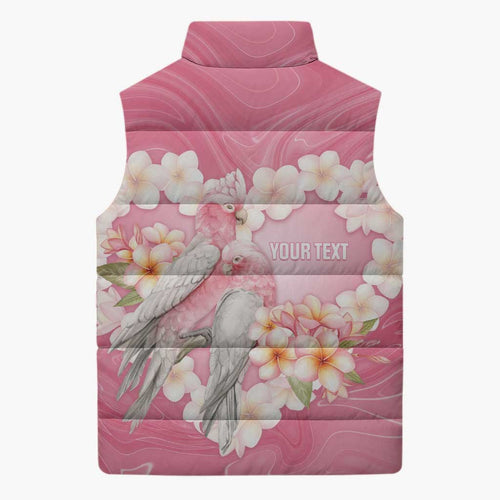 Personalised Pink Galah Australia Valentine's Day Sleeveless Puffer Jacket I Love You With All My Heart - Aussie Hoodie