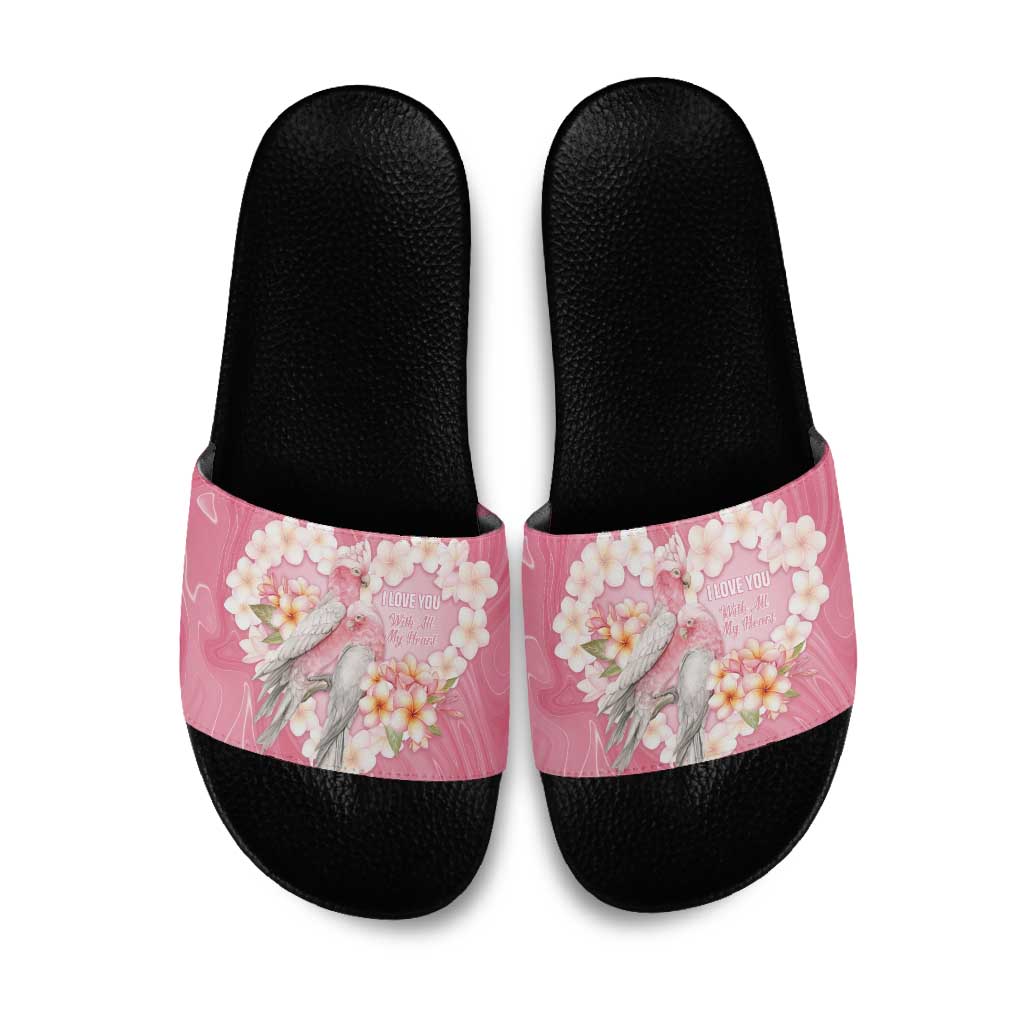 Pink Galah Australia Valentine's Day Slide Sandals I Love You With All My Heart - Aussie Hoodie