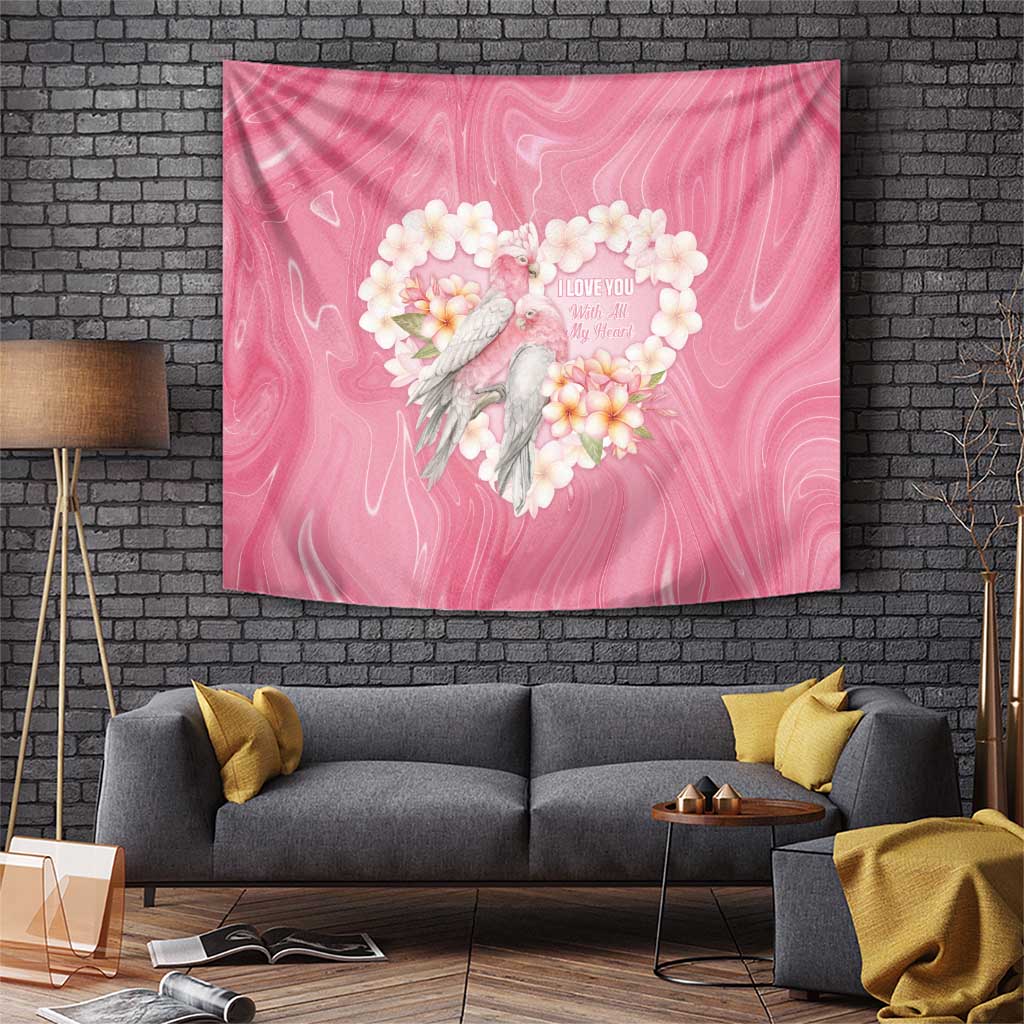 Pink Galah Australia Valentine's Day Tapestry I Love You With All My Heart - Aussie Hoodie