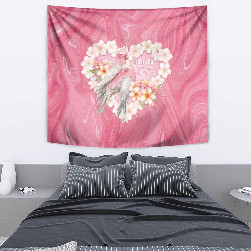 Pink Galah Australia Valentine's Day Tapestry I Love You With All My Heart - Aussie Hoodie