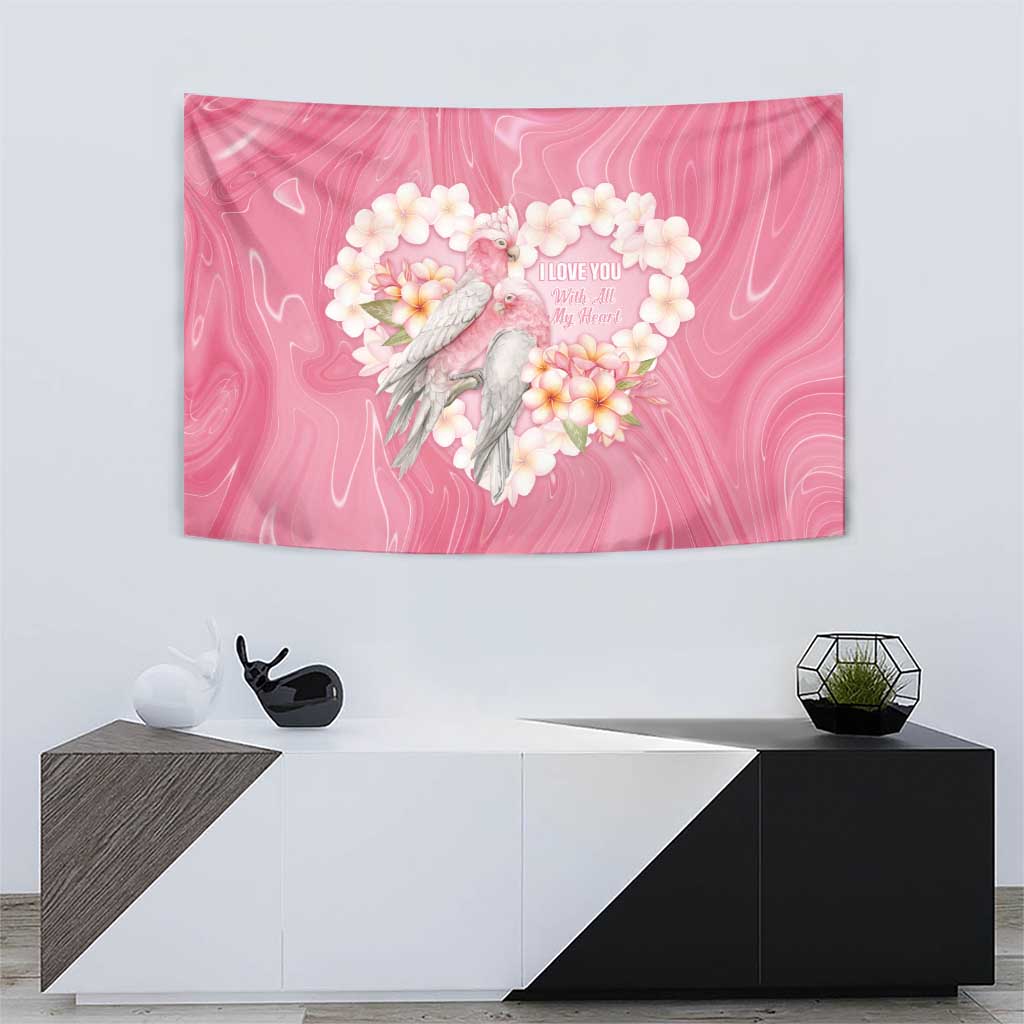 Pink Galah Australia Valentine's Day Tapestry I Love You With All My Heart - Aussie Hoodie