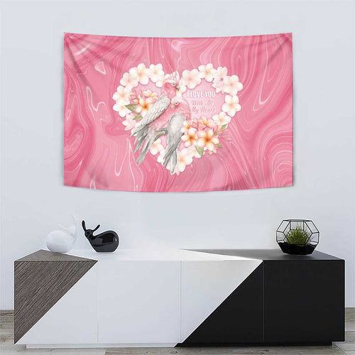 Pink Galah Australia Valentine's Day Tapestry I Love You With All My Heart - Aussie Hoodie