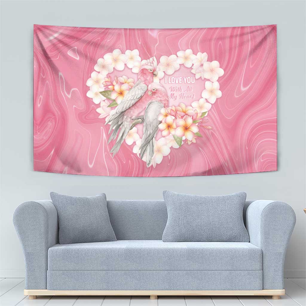 Pink Galah Australia Valentine's Day Tapestry I Love You With All My Heart - Aussie Hoodie