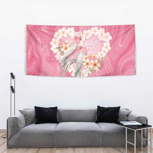Pink Galah Australia Valentine's Day Tapestry I Love You With All My Heart - Aussie Hoodie