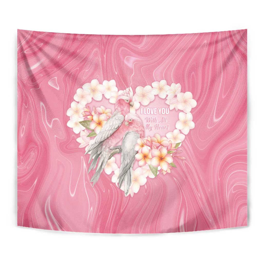 Pink Galah Australia Valentine's Day Tapestry I Love You With All My Heart - Aussie Hoodie