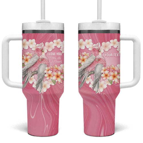 Personalised Pink Galah Australia Valentine's Day Tumbler With Handle I Love You With All My Heart - Aussie Hoodie