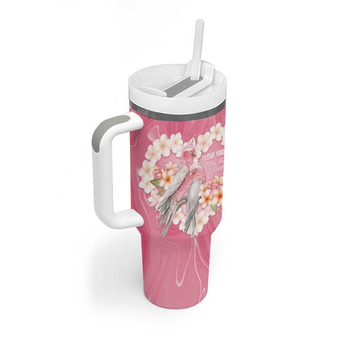Personalised Pink Galah Australia Valentine's Day Tumbler With Handle I Love You With All My Heart - Aussie Hoodie