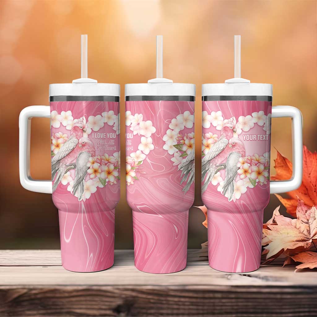 Personalised Pink Galah Australia Valentine's Day Tumbler With Handle I Love You With All My Heart - Aussie Hoodie