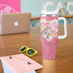 Personalised Pink Galah Australia Valentine's Day Tumbler With Handle I Love You With All My Heart - Aussie Hoodie