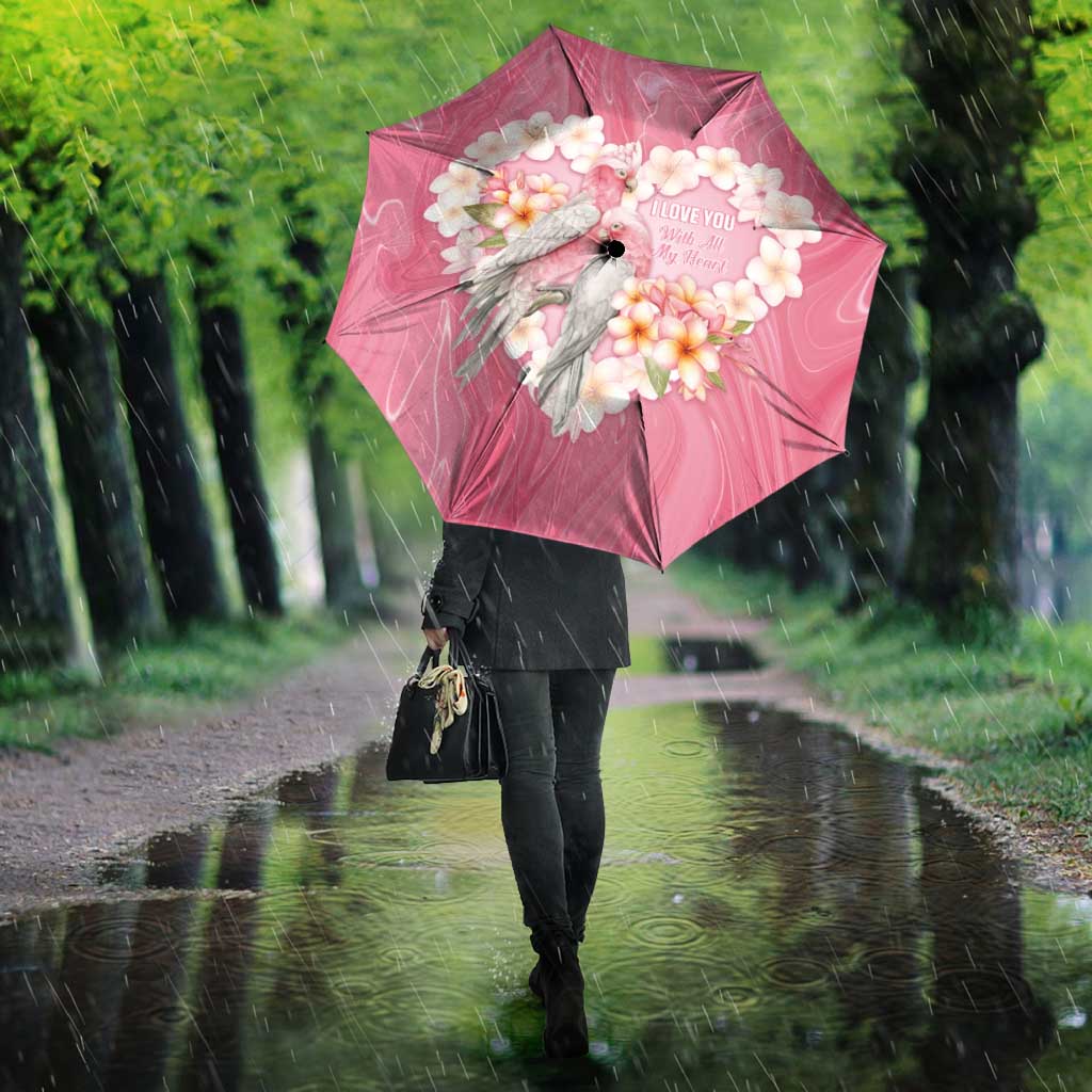 Pink Galah Australia Valentine's Day Umbrella I Love You With All My Heart - Aussie Hoodie