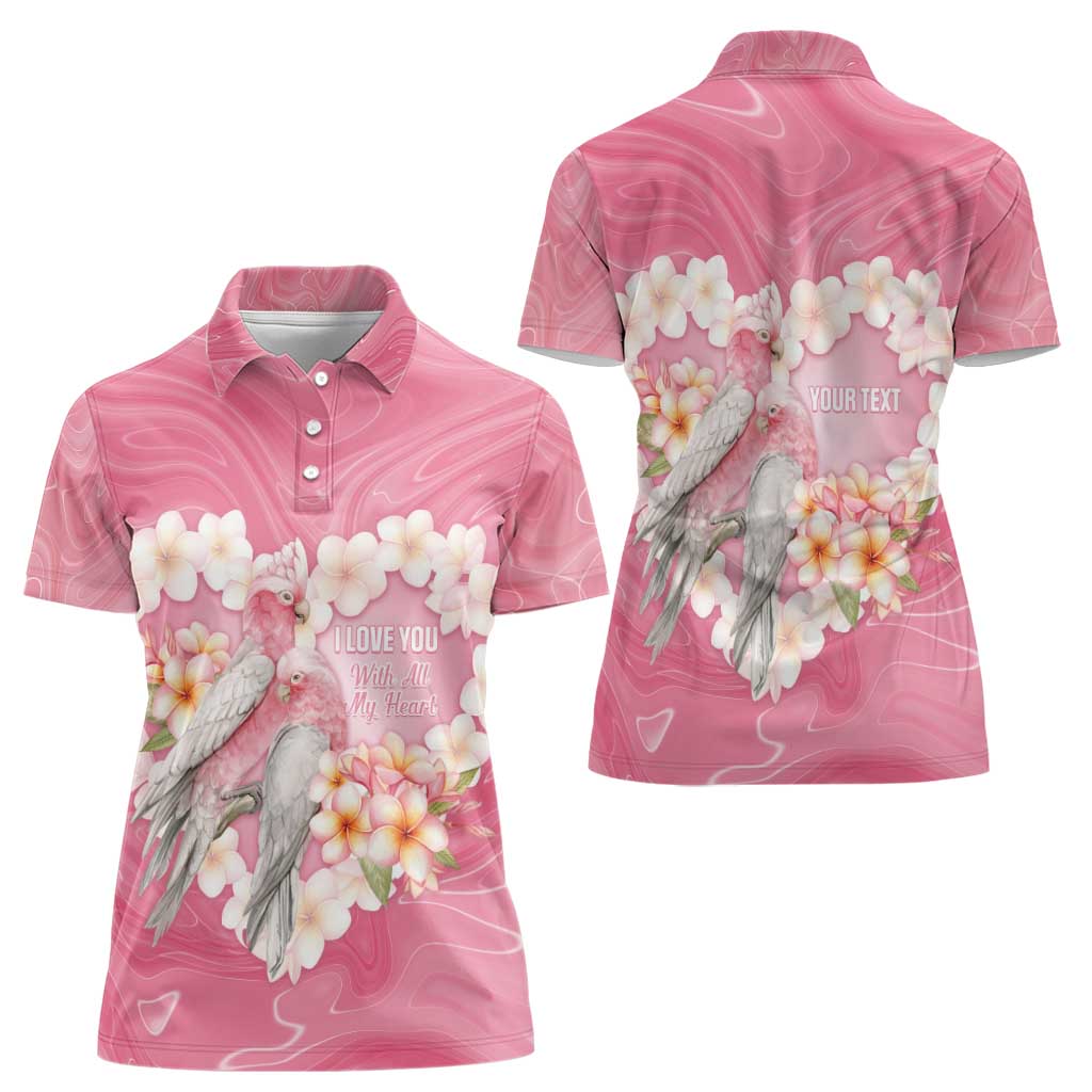 Personalised Pink Galah Australia Valentine's Day Women Polo Shirt I Love You With All My Heart - Aussie Hoodie