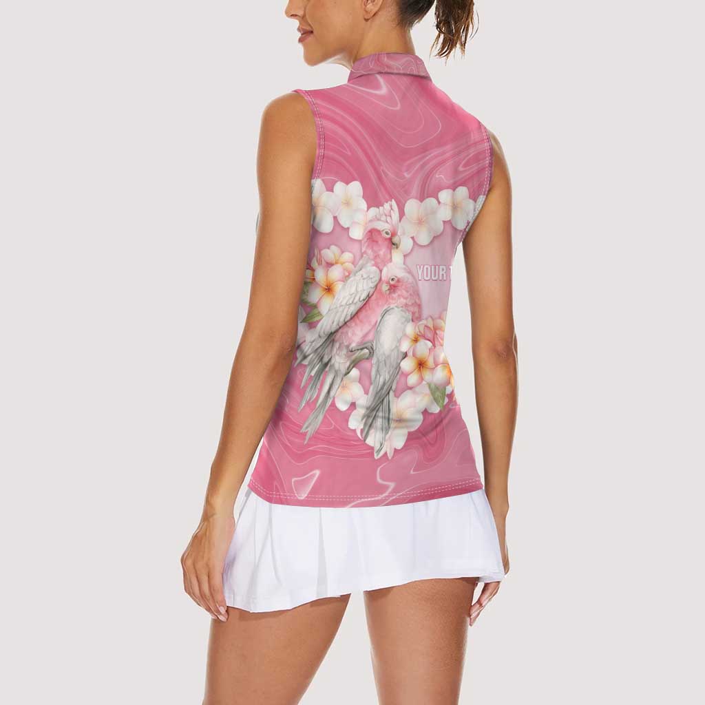 Personalised Pink Galah Australia Valentine's Day Women Sleeveless Polo Shirt I Love You With All My Heart - Aussie Hoodie