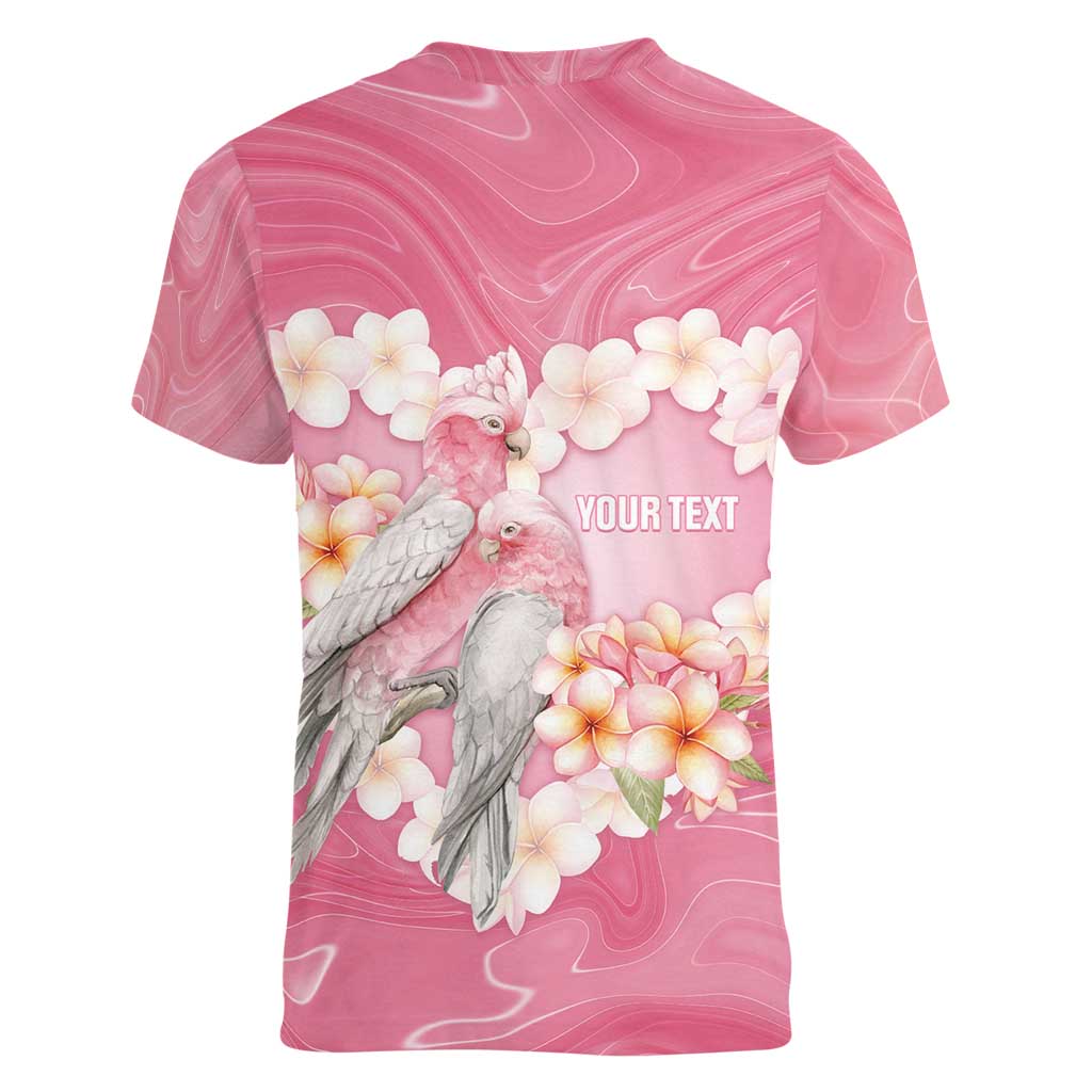 Personalised Pink Galah Australia Valentine's Day Women V-Neck T-Shirt I Love You With All My Heart - Aussie Hoodie