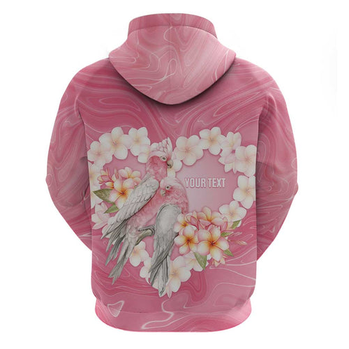 Personalised Pink Galah Australia Valentine's Day Zip Hoodie I Love You With All My Heart - Aussie Hoodie