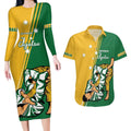 Australia Jujitsu Couples Matching Long Sleeve Bodycon Dress and Hawaiian Shirt Tap Out Or Pass Out National Color