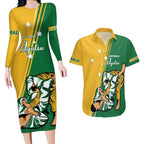 Australia Jujitsu Couples Matching Long Sleeve Bodycon Dress and Hawaiian Shirt Tap Out Or Pass Out National Color