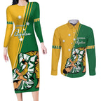 Australia Jujitsu Couples Matching Long Sleeve Bodycon Dress and Long Sleeve Button Shirt Tap Out Or Pass Out National Color