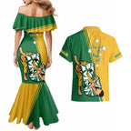 Australia Jujitsu Couples Matching Mermaid Dress and Hawaiian Shirt Tap Out Or Pass Out National Color